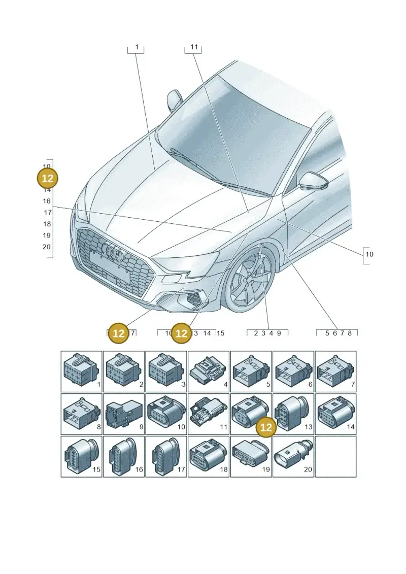 4H0973712B — Audi A3 Sportback (2019-2025) diagram 596971860, position 12