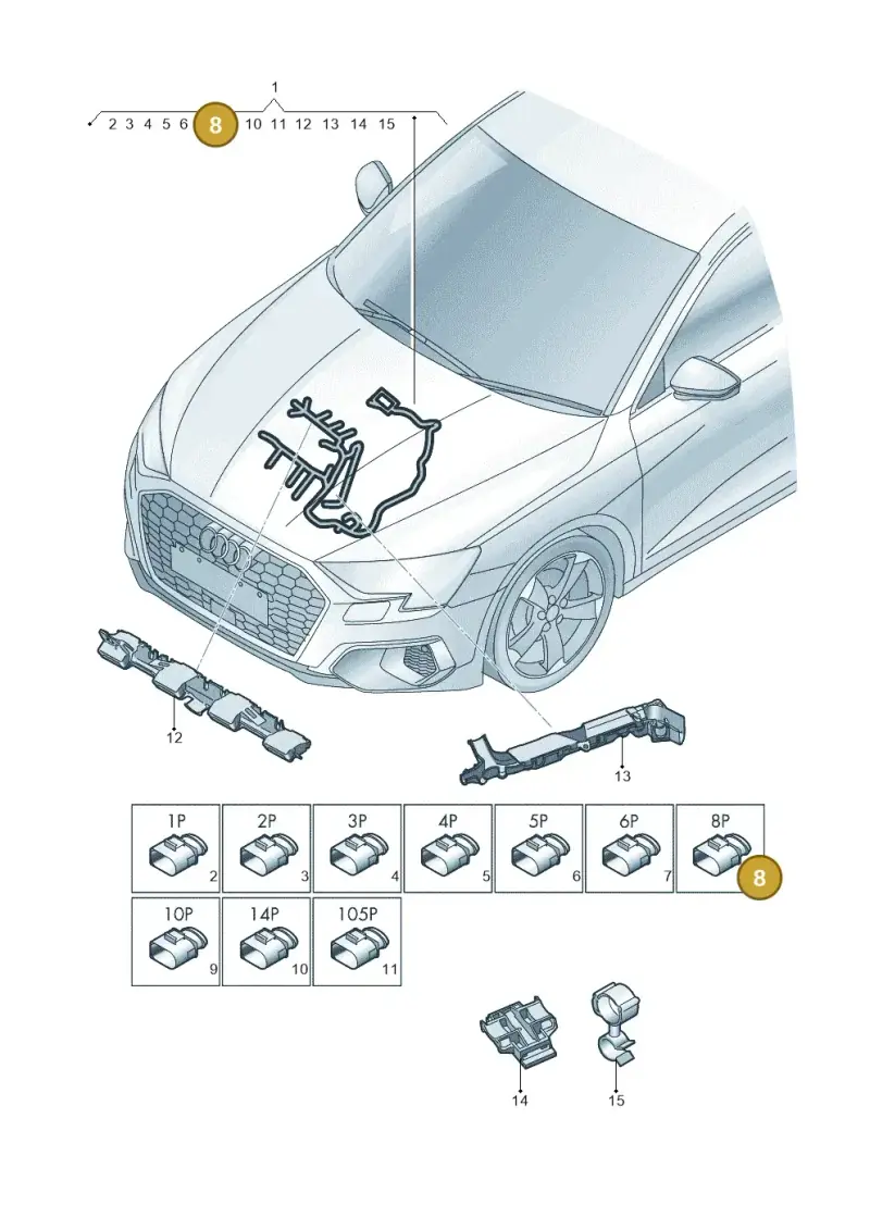 4H0973714B — Audi A3 Sportback (2019-2021) diagram 596971270, position 8