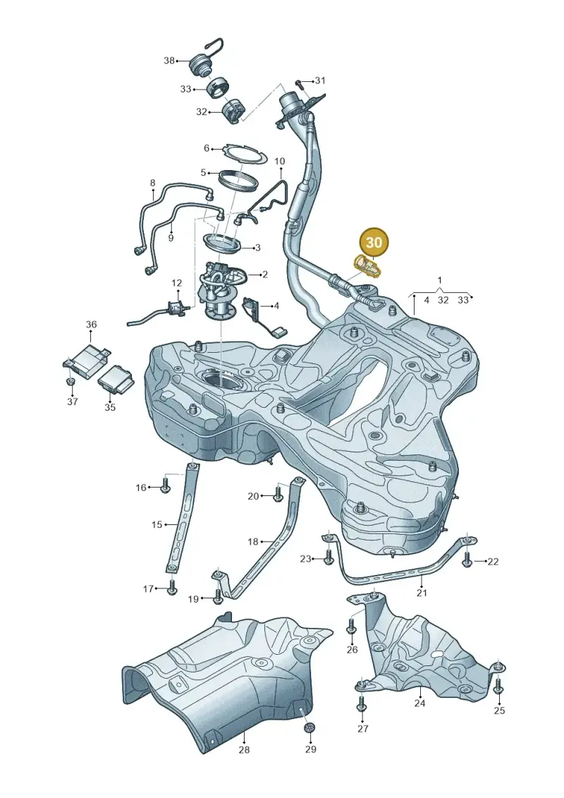 4K0201710J — Audi A6 (2018-2025) diagram 430201050, position 30