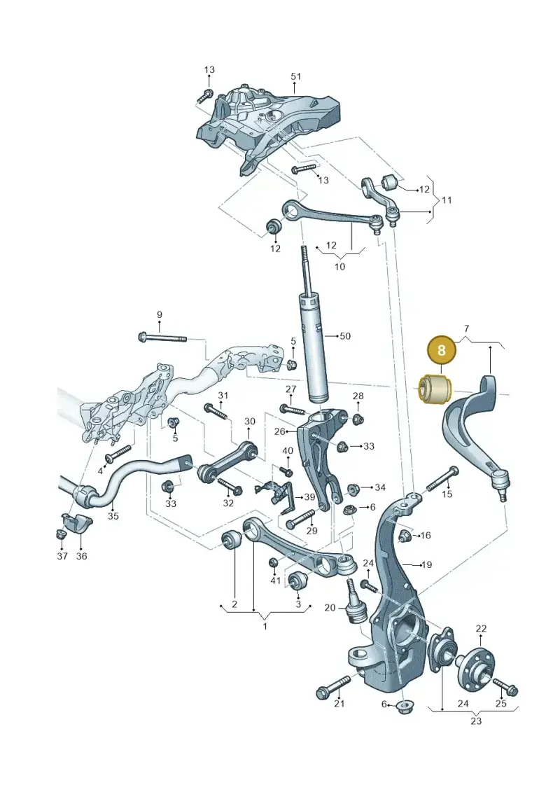 4K0407183A — Audi Q5 (2016-2025) diagram 896407000, position 8