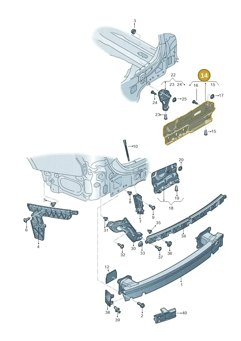 4K0807329A — Audi RS6 Avant (2019-) diagram 430807050, position 14