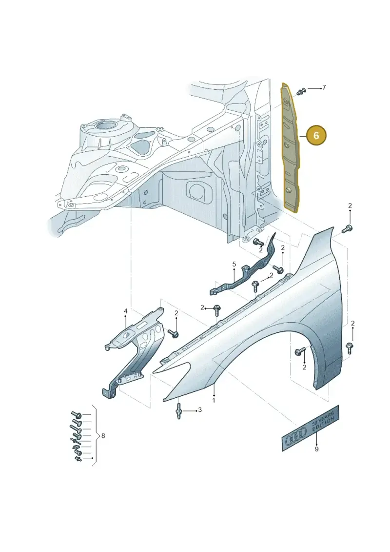 4K0821111 — Audi A6 L 2.0 (2018-) diagram 577821000, position 6