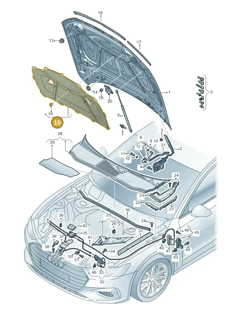 4K0863825A — Audi A6 (2018-2025) diagram 430823000, position 15