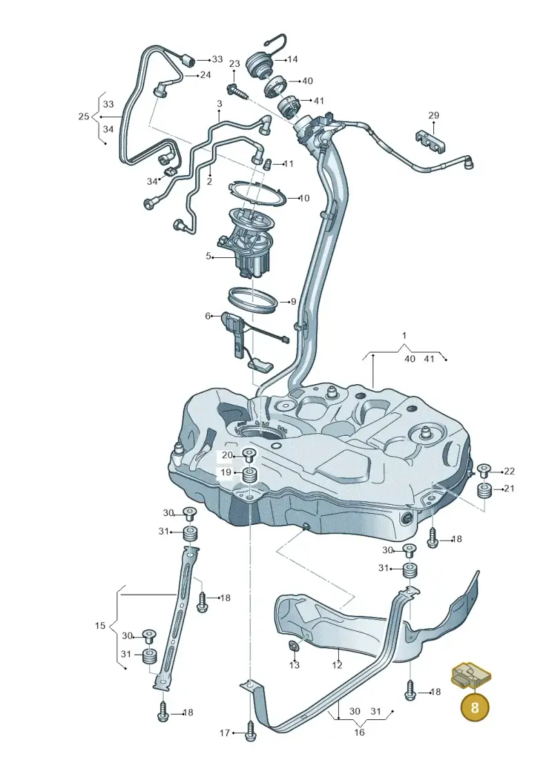 4K0906121C — Audi A5 Sportback (2016-2025) diagram 897201050, position 8