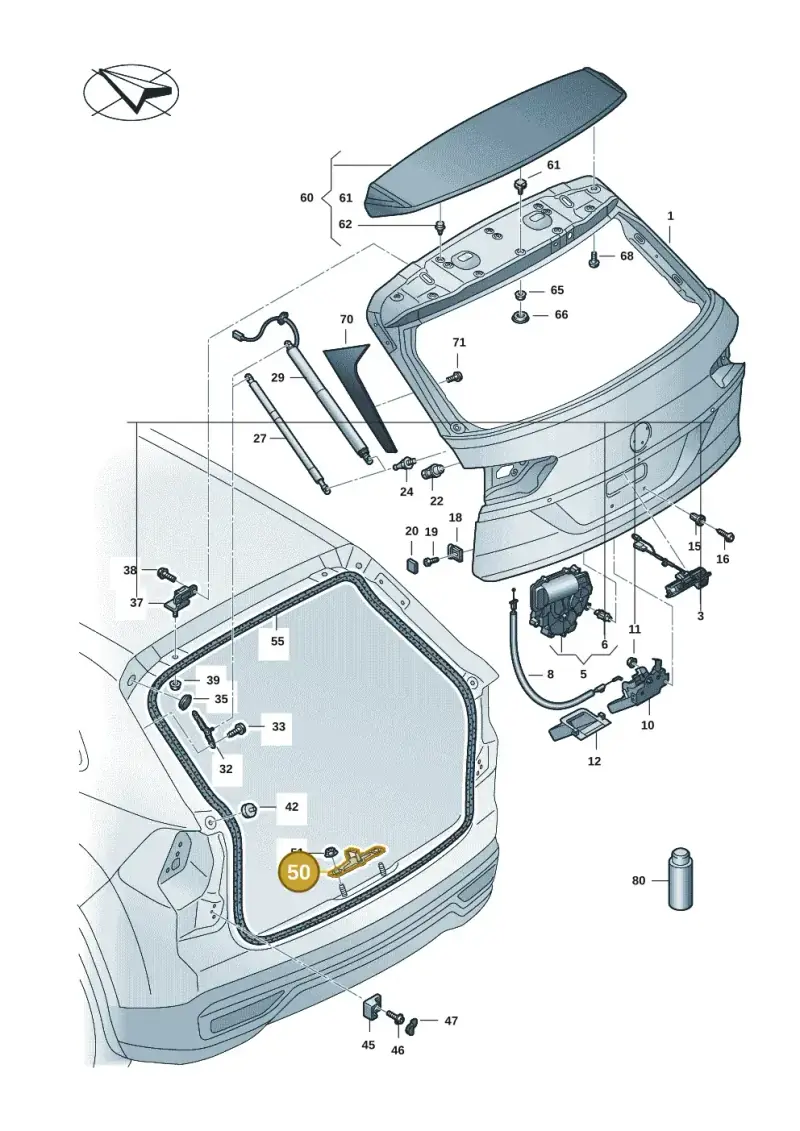 4K8827507 — Volkswagen Atlas Cross Sport (2023-) diagram 3cm827000, position 50