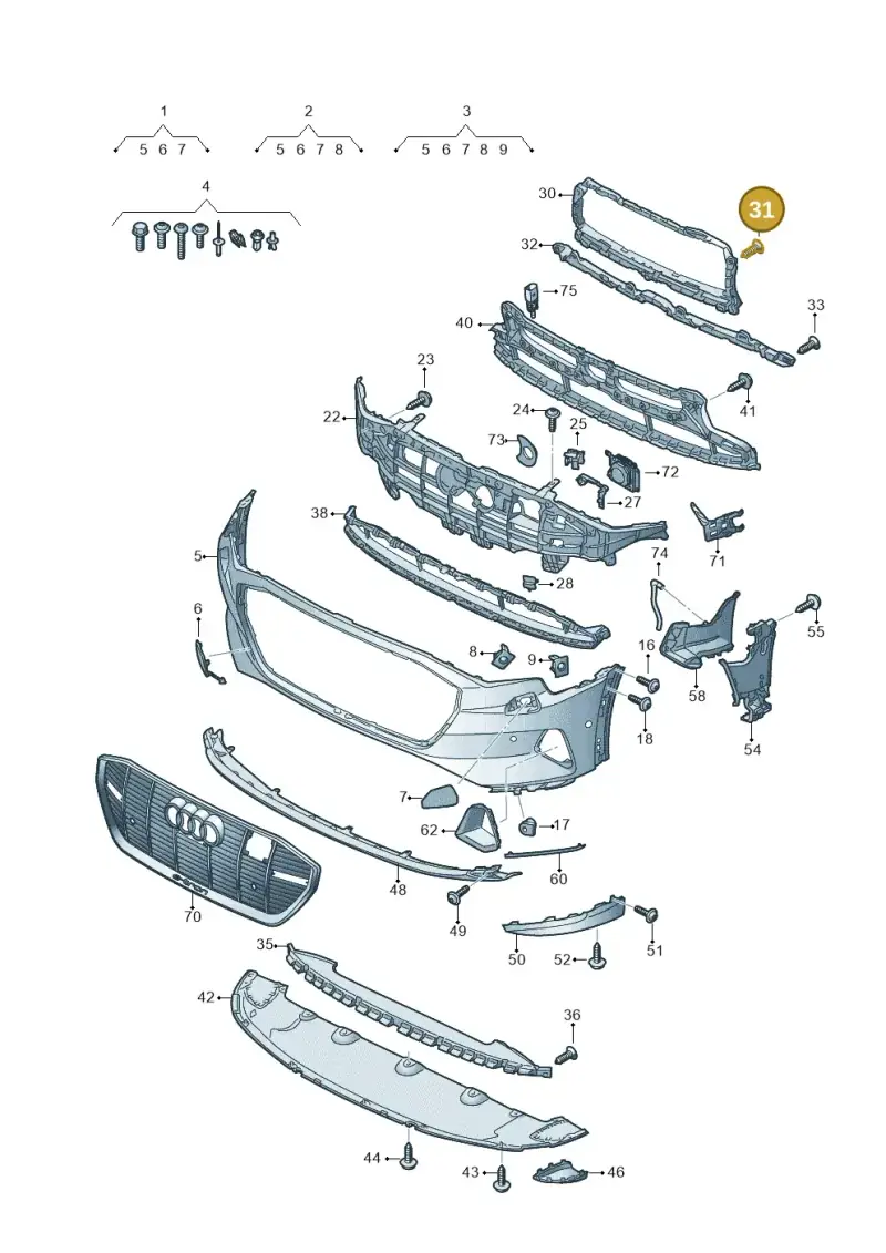 4KE807249 — Audi Q8 e-tron (2018-2025) diagram 586807100, position 31+33+36