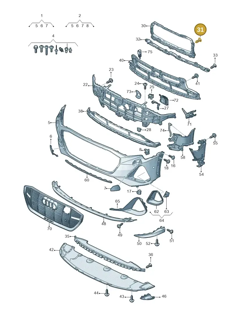 4KE807249 — Audi Q8 e-tron (2018-2025) diagram 586807200, position 31+33+36