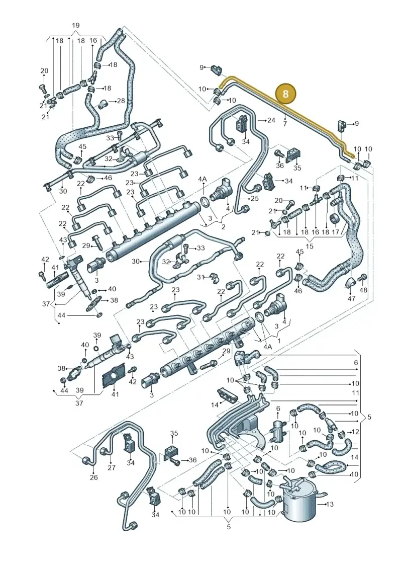 4L0130312C — Audi Q7 qu. 3.0 TDI (2009-2015) diagram 493130950, position 8