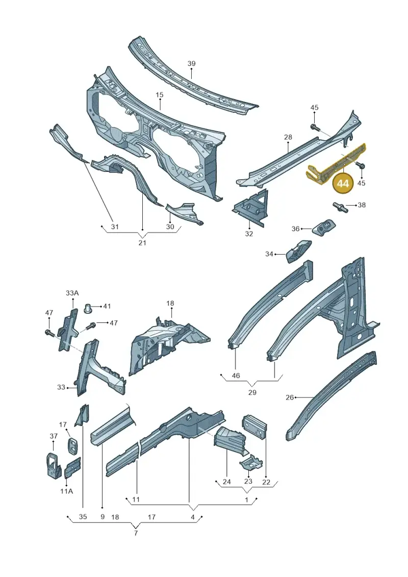 4L0819683 — Audi Q7 qu. 3.0 TDI (2009-2015) diagram 493803100, position 44