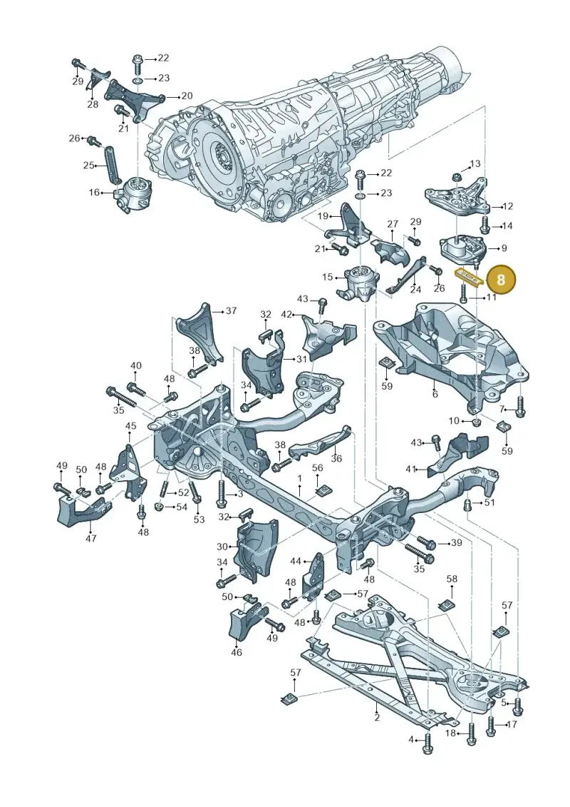 4M0399291 — Audi A8L qu. 3.0 TDI (2013-2018) diagram 696399750, position 8