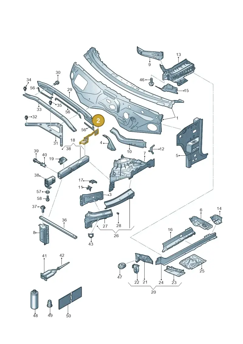 4M0805464A — Volkswagen Touareg (2017-2025) diagram 439805000, position 2