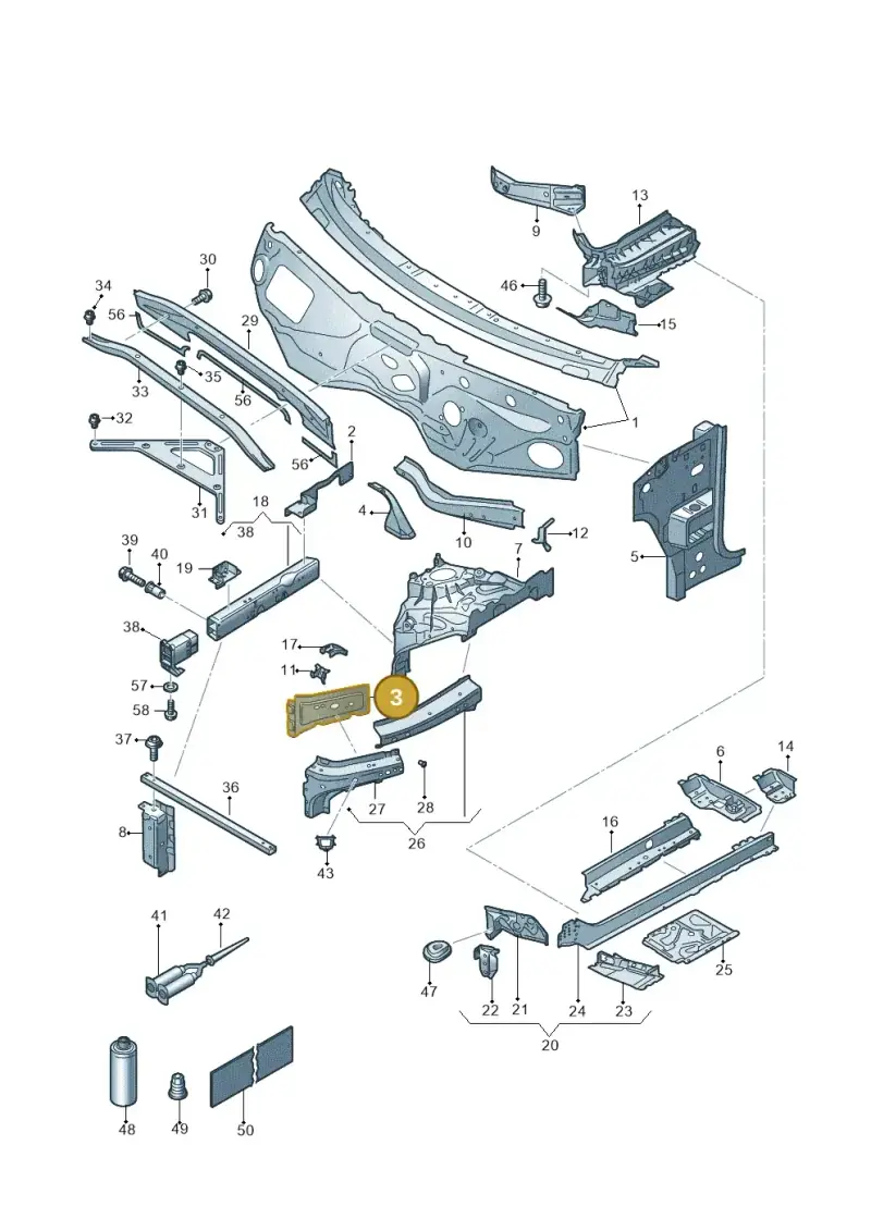 4M0805531 — Volkswagen Touareg (2017-2025) diagram 439805000, position 3