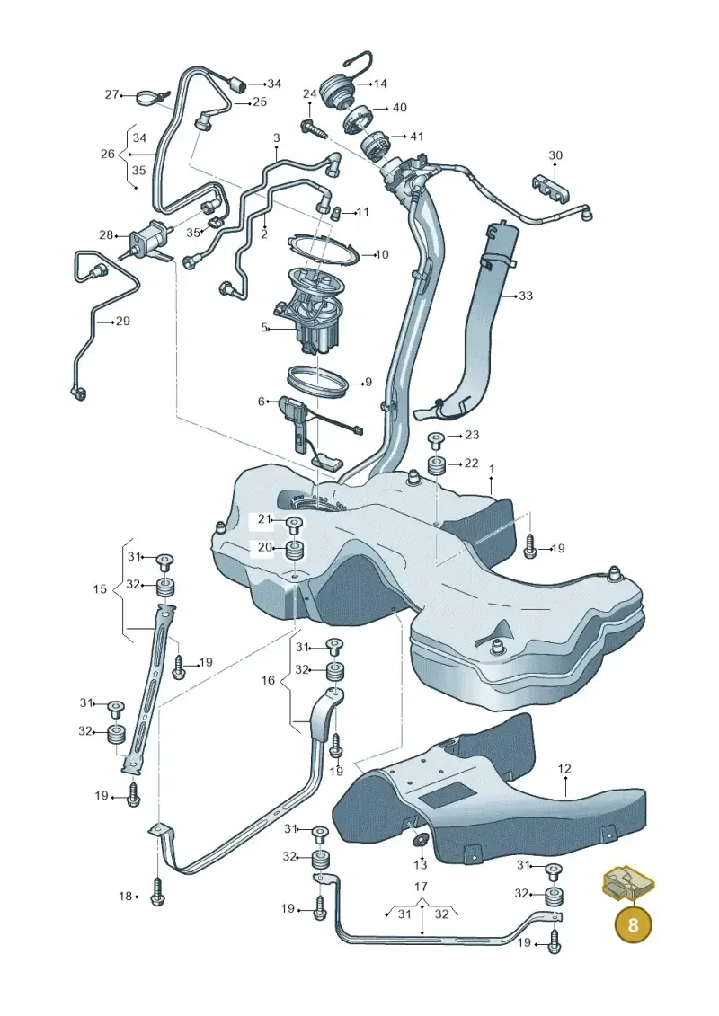 4M0906093M — Audi A5 Sportback (2016-2025) diagram 897201150, position 8