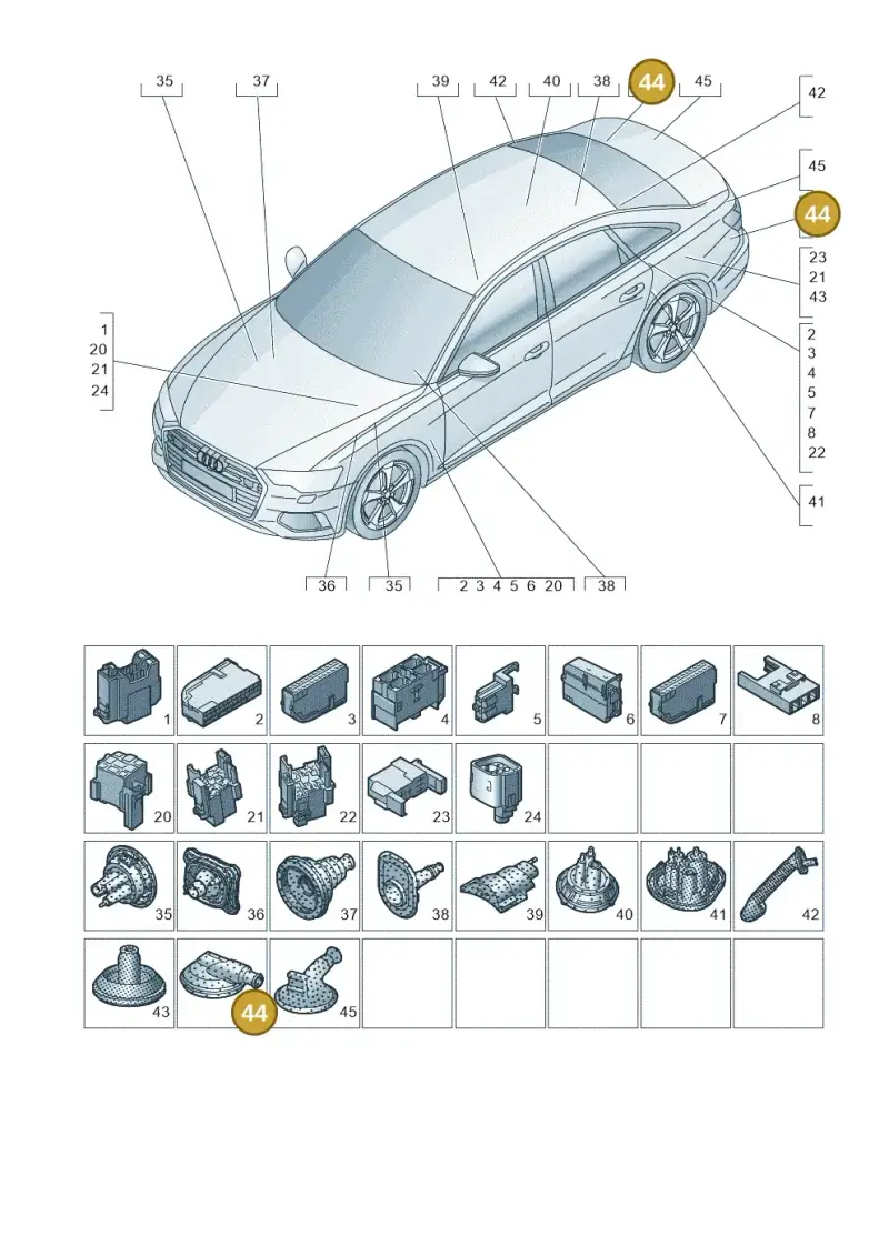 4M0971871Q — Audi A6 (2018-2025) diagram 430971810, position 44