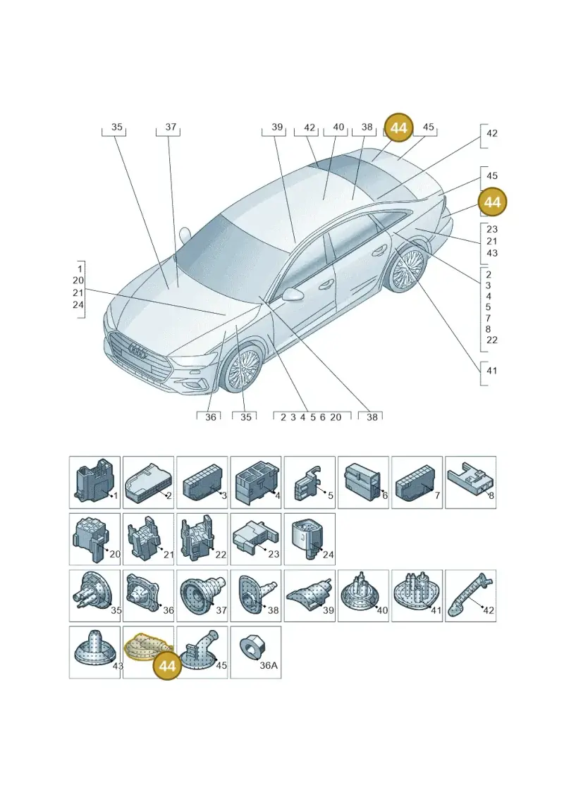 4M0971871Q — Audi A6 L 2.0 (2018-) diagram 577971810, position 44
