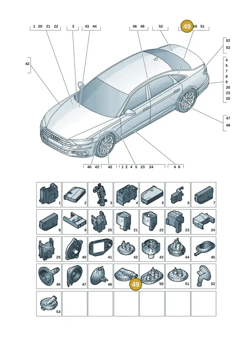 4M0971871Q — Audi A8 (2017-2025) diagram 838971081, position 49