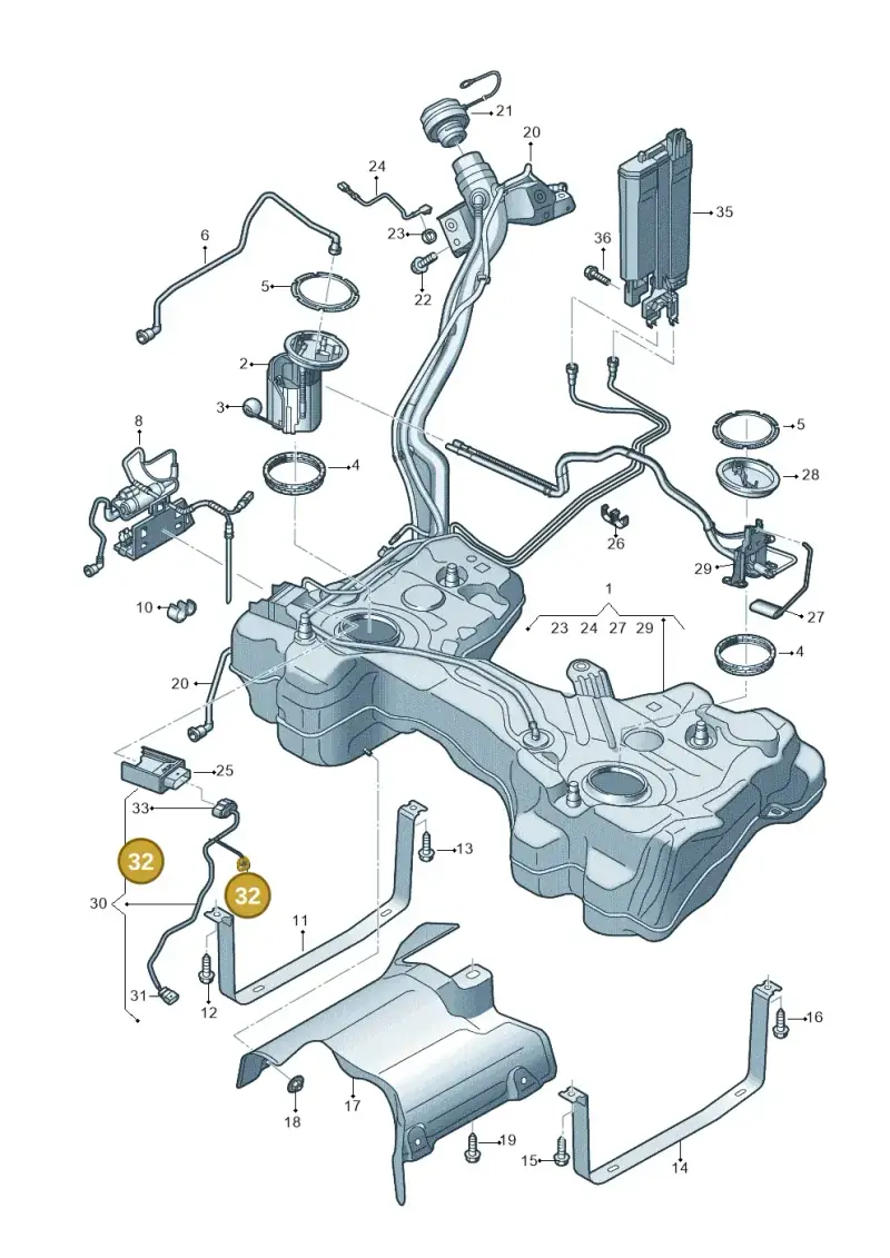 4M0973724 — Audi A3 Sportback (2019-2025) diagram 596201100, position 32
