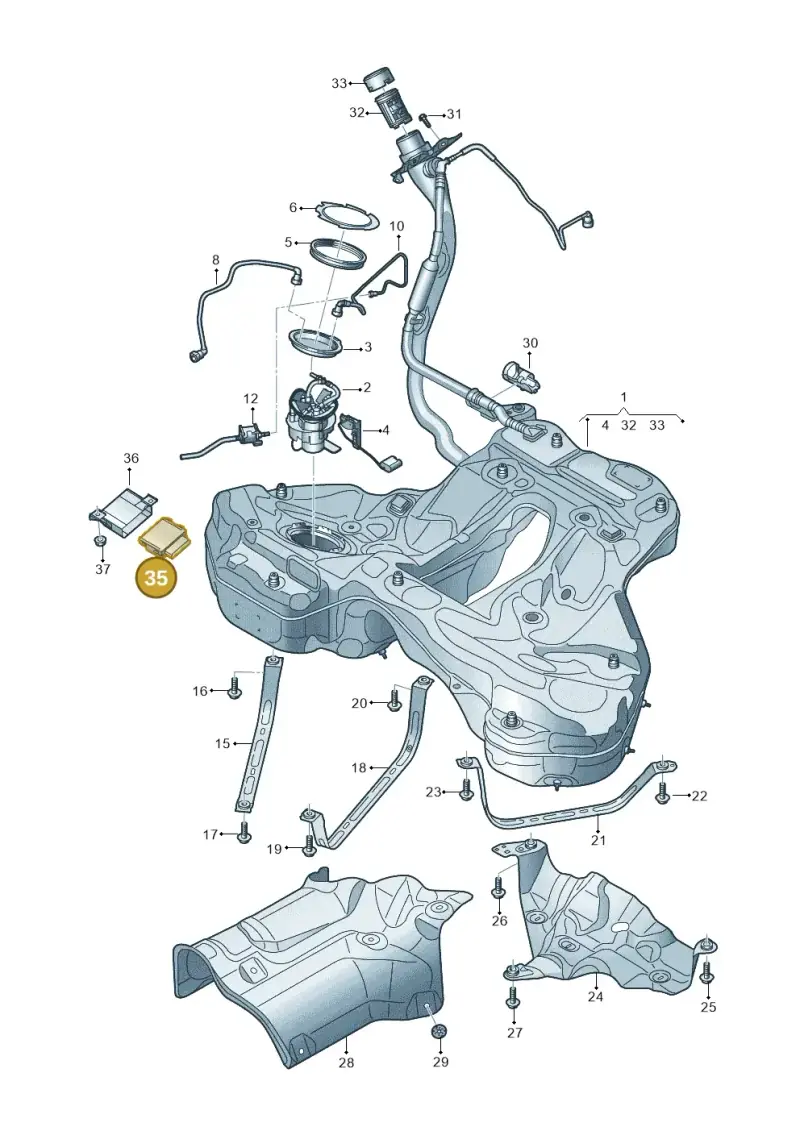 4M4906121B — Audi RS7 Sportback (2019-2025) diagram 435201000, position 35