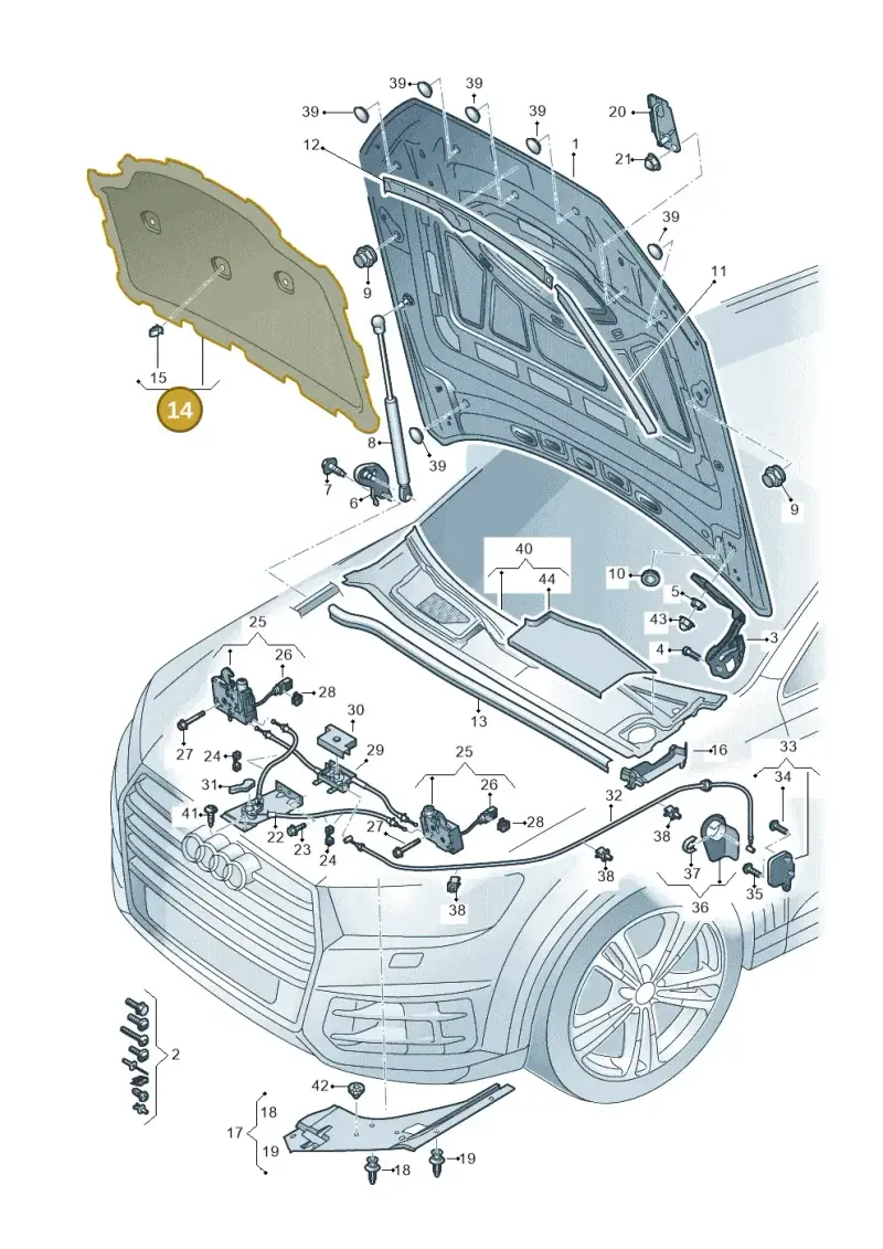 4M8863825A — Audi RS Q8 (2019-2025) diagram 429823000, position 14