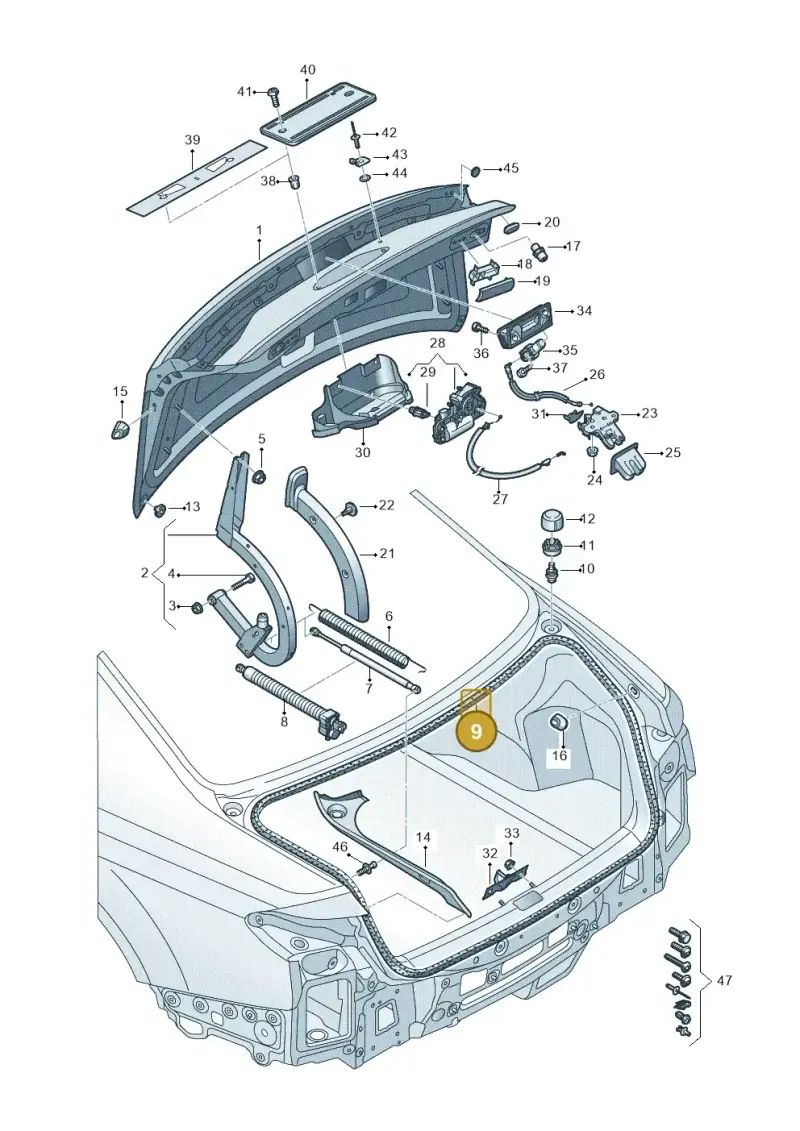 4N0827705A — Audi A8L (2017-2022) diagram 838827000, position 9