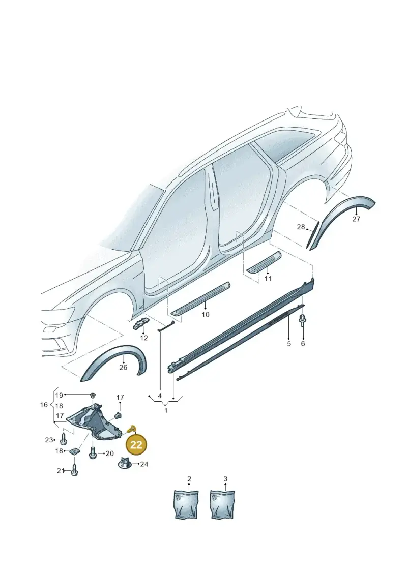 4S0805163 — Audi A6 (2018-2025) diagram 430853010, position 22