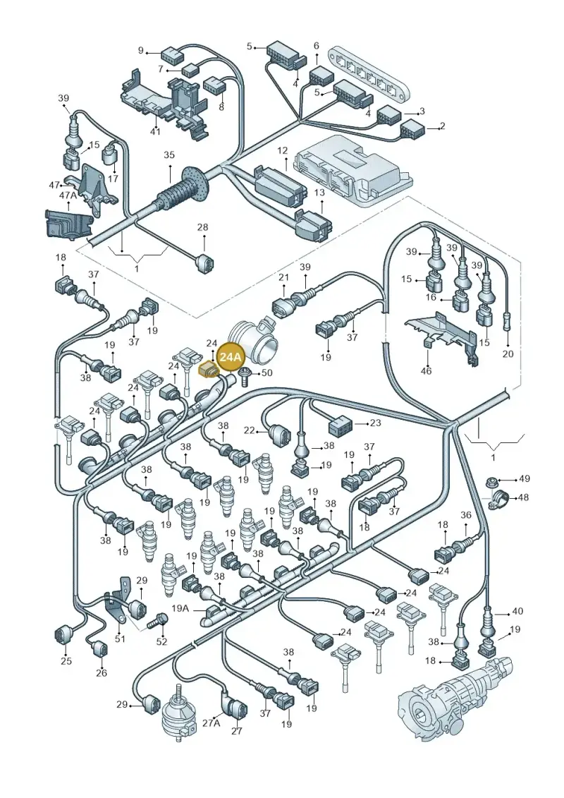4Z7971824B — Audi A4/S4 Cabrio./qu. 07> (2006-) diagram 260971600, position 24A