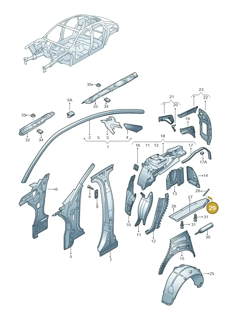 535853879A — Audi A8/S8/qu. lang (2003-2007) diagram 291809500, position 29