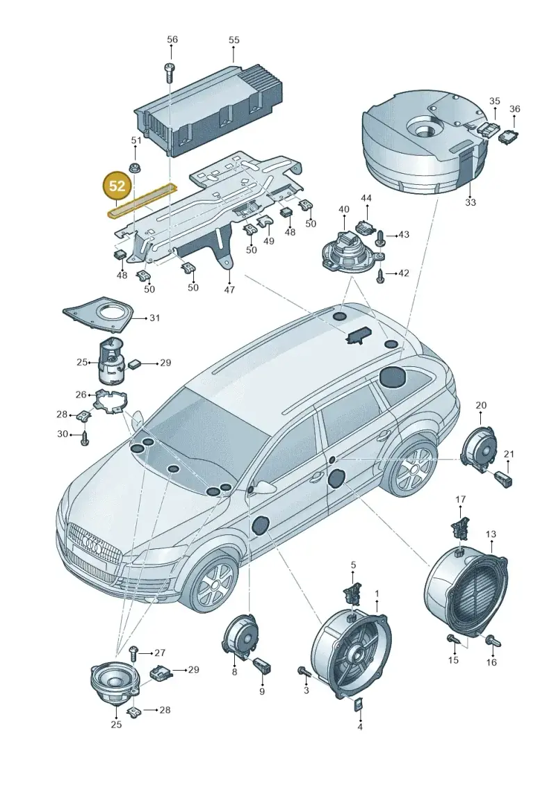 535853879A — Audi Q7                07> (2006-) diagram 493035350, position 52