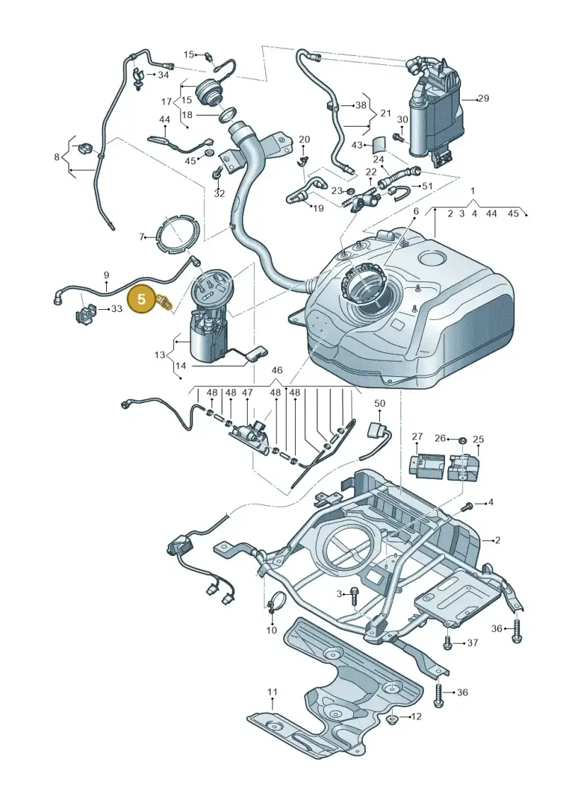 5C0201733 — Audi A3 Sportback (2019-2021) diagram 596201040, position 5