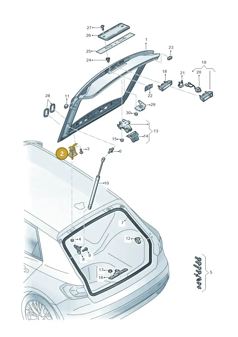 5F0827301 — Audi A1 sportback 1.0 (2018-) diagram 592827000, position 2