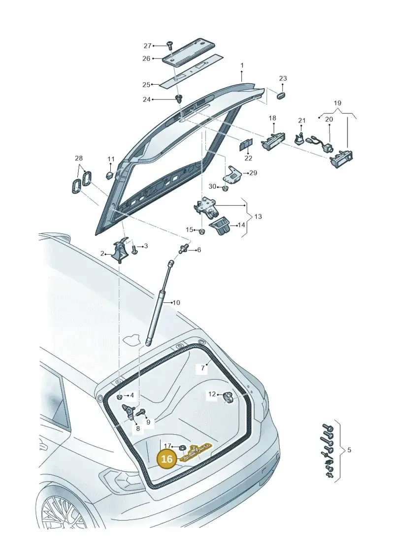 5G0827517E — Audi A1 sportback 1.0 (2018-) diagram 592827000, position 16