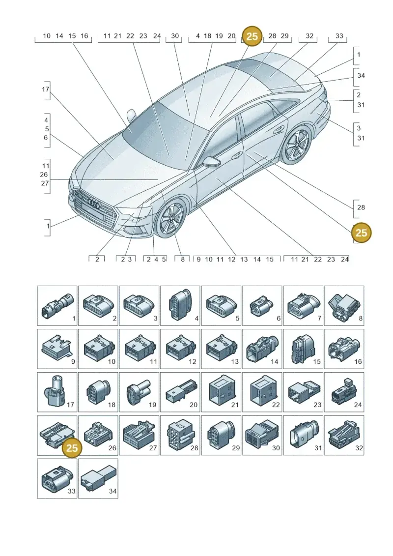 5G0937722 — Audi A6 2.0 (2018-) diagram 430971820, position 25