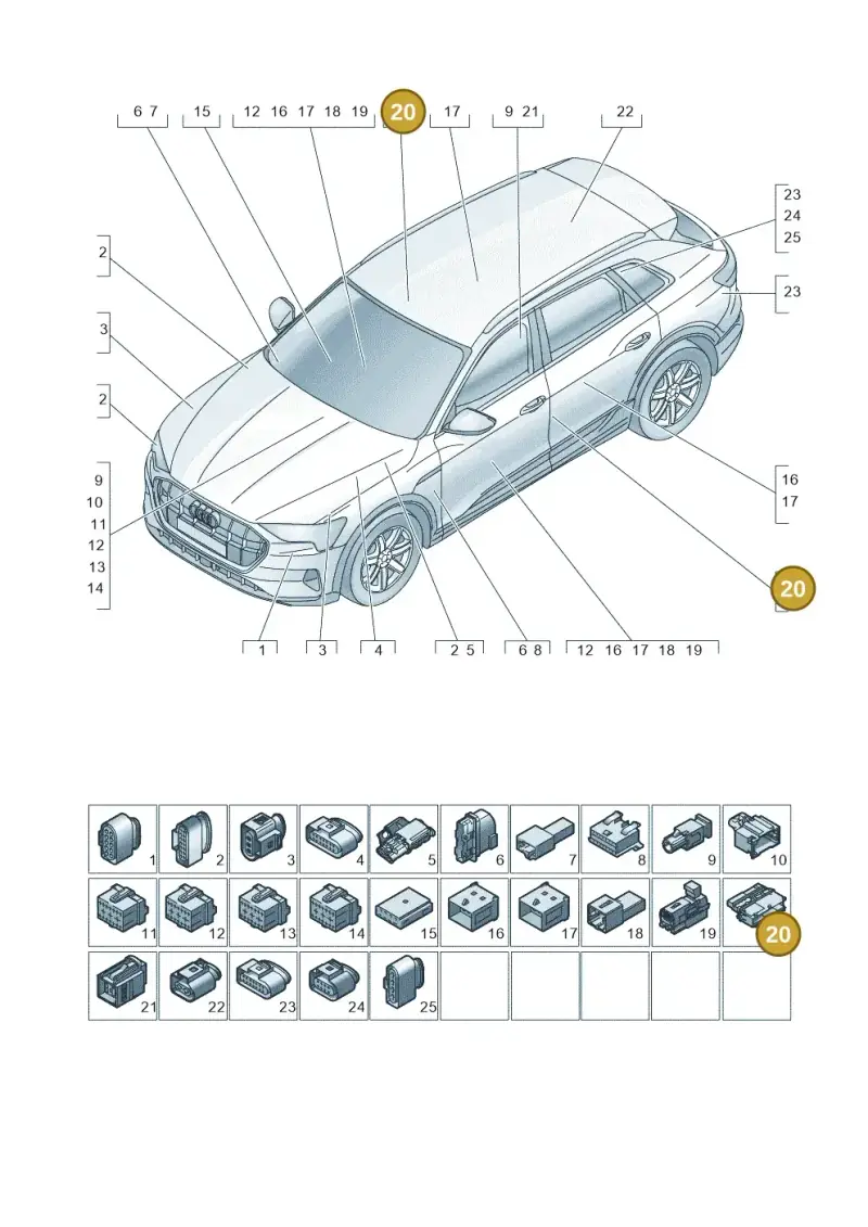 5G0937722 — Audi Q8 e-tron (2018-2020) diagram 586971820, position 20