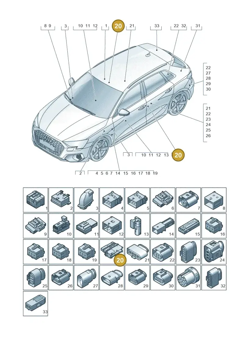 5G0937722 — Audi A3 Sportback (2019-2021) diagram 596971820, position 20