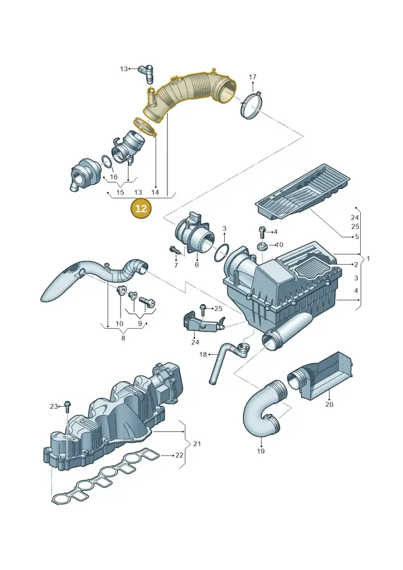 5N0129654 — Audi A3 Sportback (2008-2013) diagram 634129600, position 12