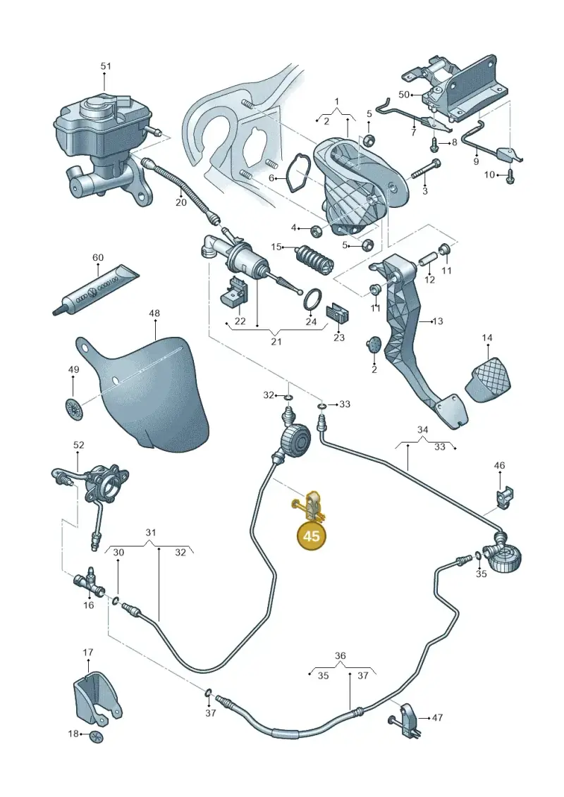 5N0721491A — Audi Q3 1.4 (2012-2016) diagram 728721250, position 45