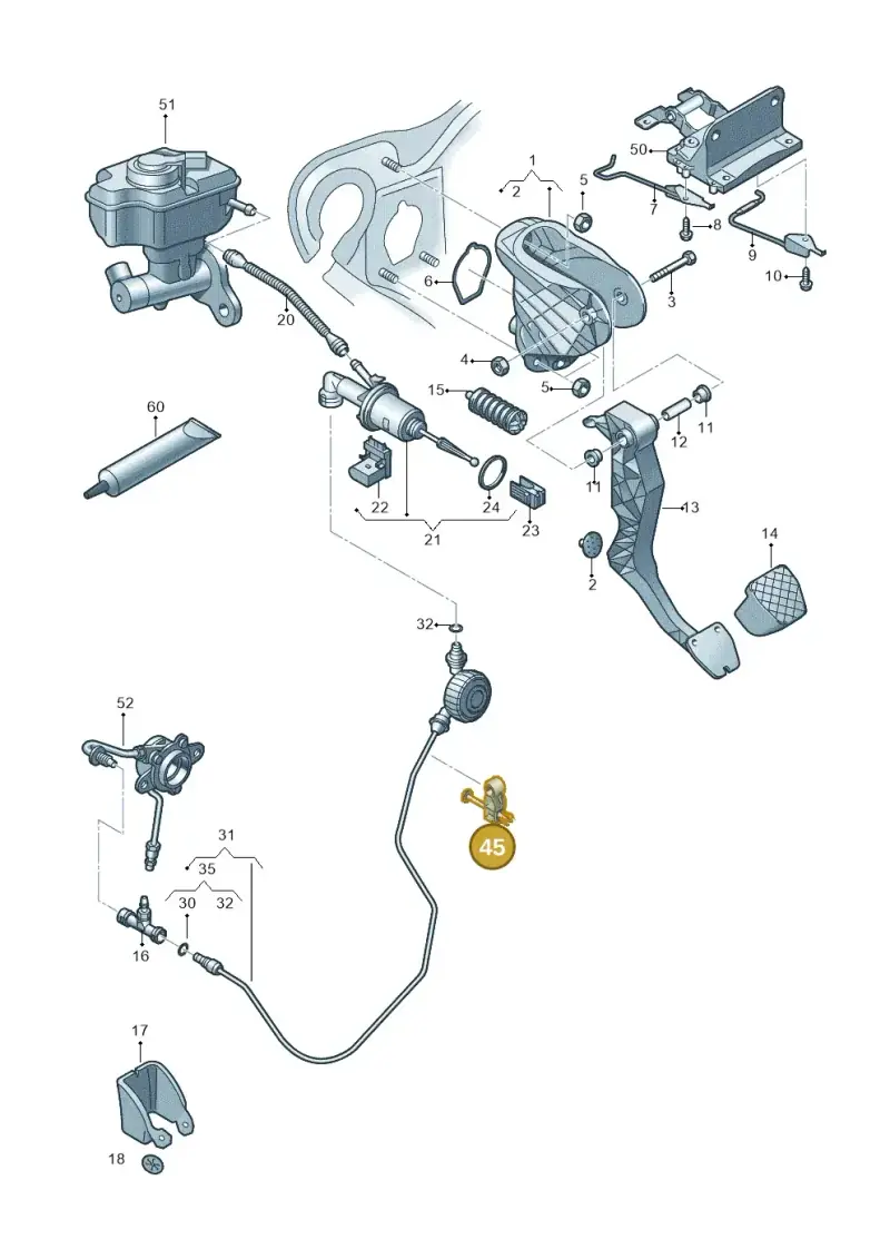 5N0721491A — Audi Q3 2.0 TDI (2014-2019) diagram 855721250, position 45
