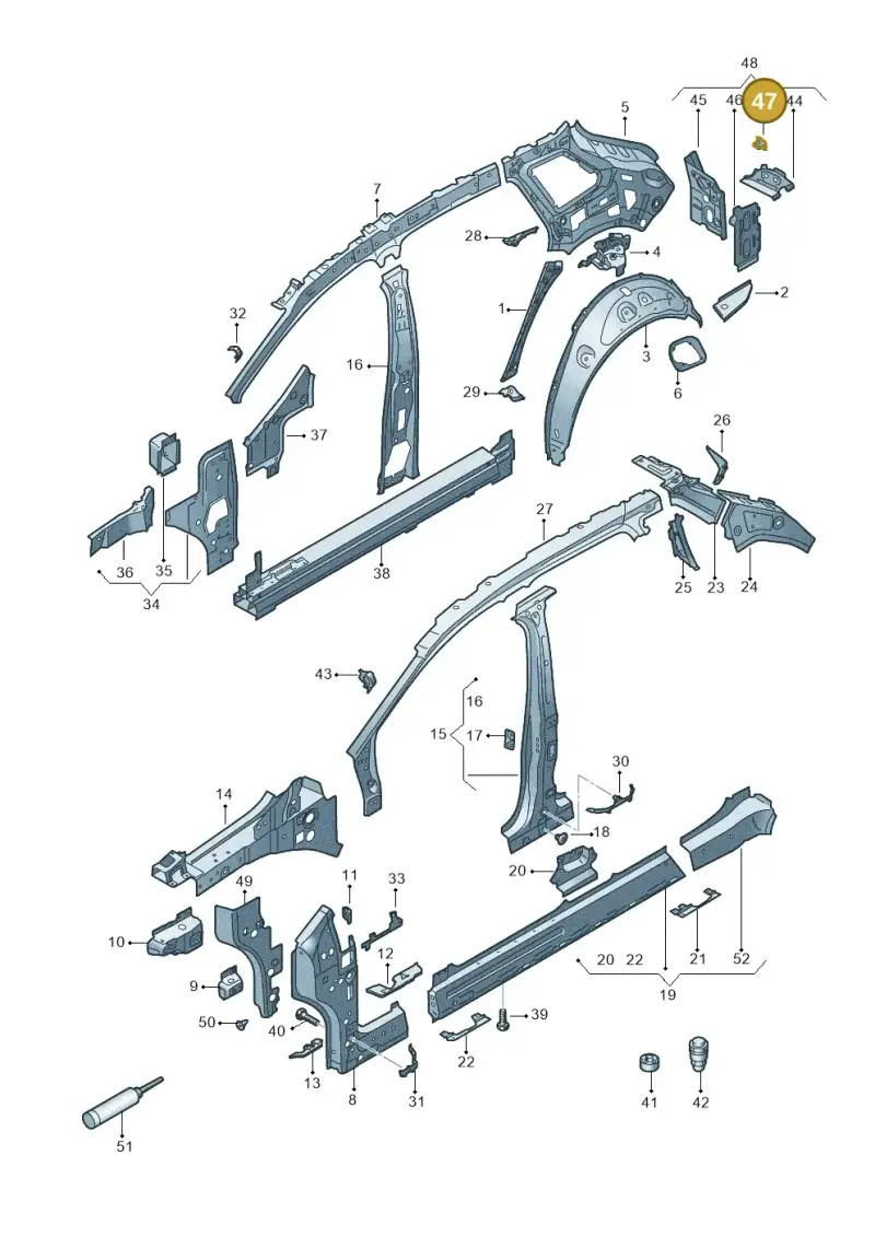5NA803849A — Audi Q4 Sportback (2022-) diagram 89a809000, position 47