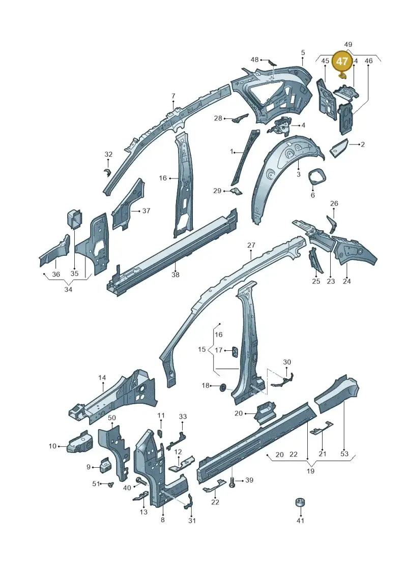 5NA803849A — Audi Q4 Sportback (2021-2022) diagram 89a809010, position 47