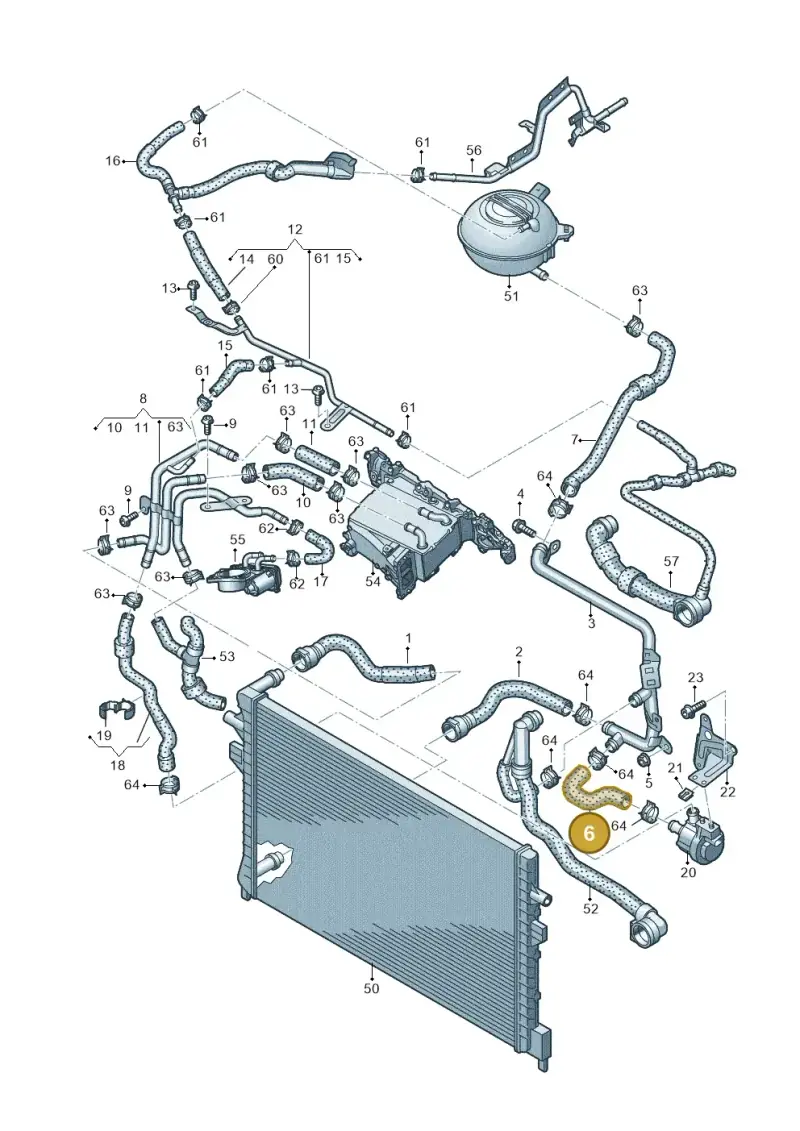 5Q0121051B — Audi A3 Cab. 1.4 (2013-2016) diagram 745121300, position 6