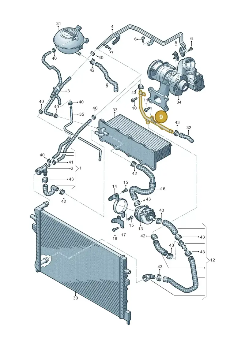 5Q0121065N — Audi A3 Sportback (2019-2021) diagram 596121117, position 9