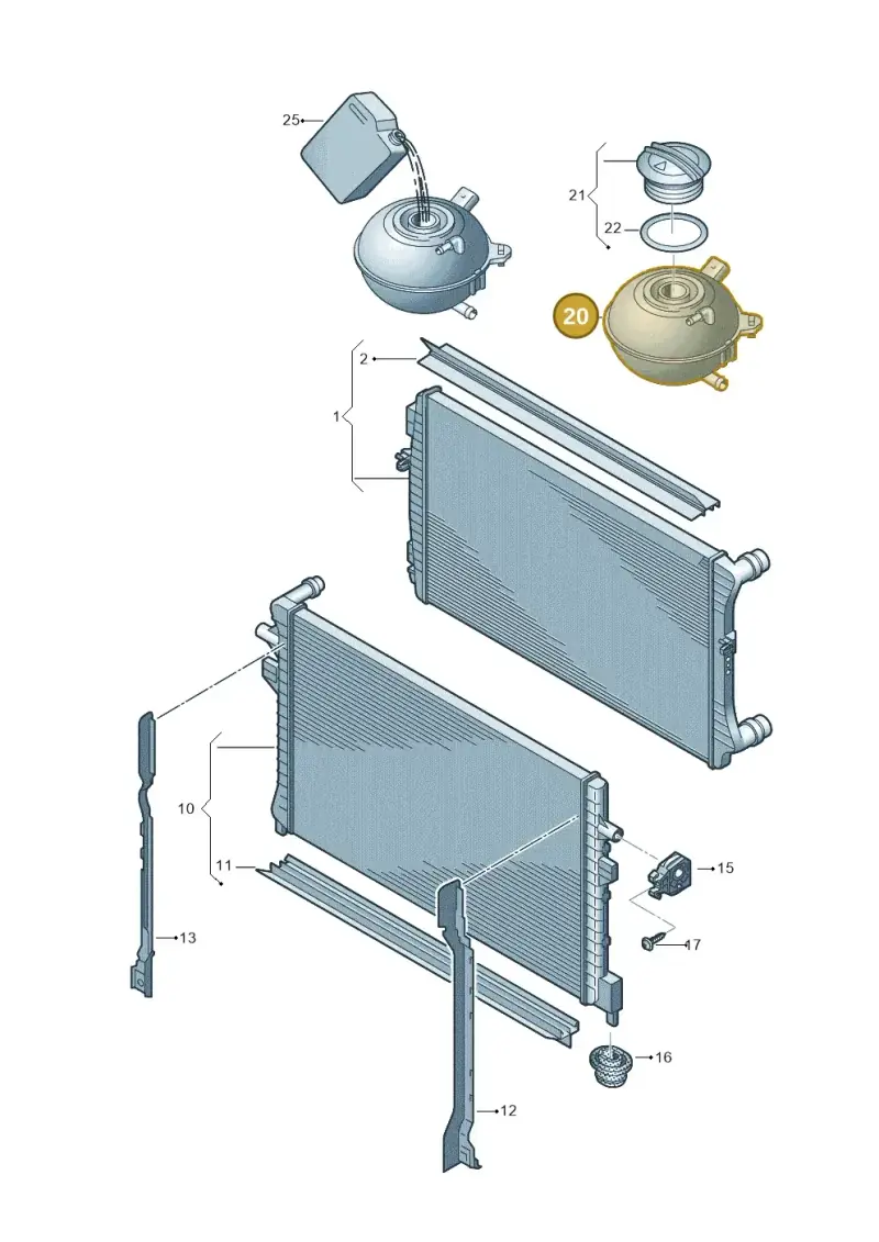 5Q0121407A — Audi TTS Coupe 2.0 (2014-2023) diagram 745121710, position 20