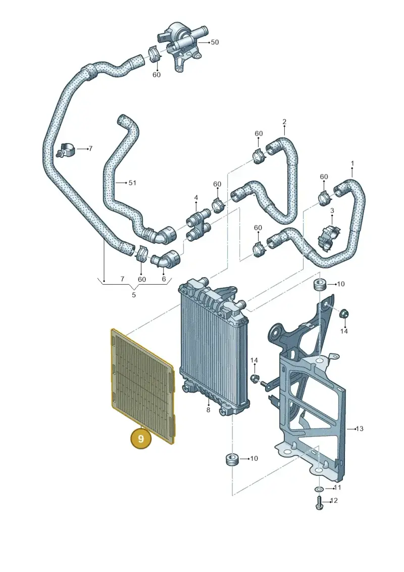 5Q0121557 — Audi A3 Sportback (2012-2016) diagram 745121510, position 9