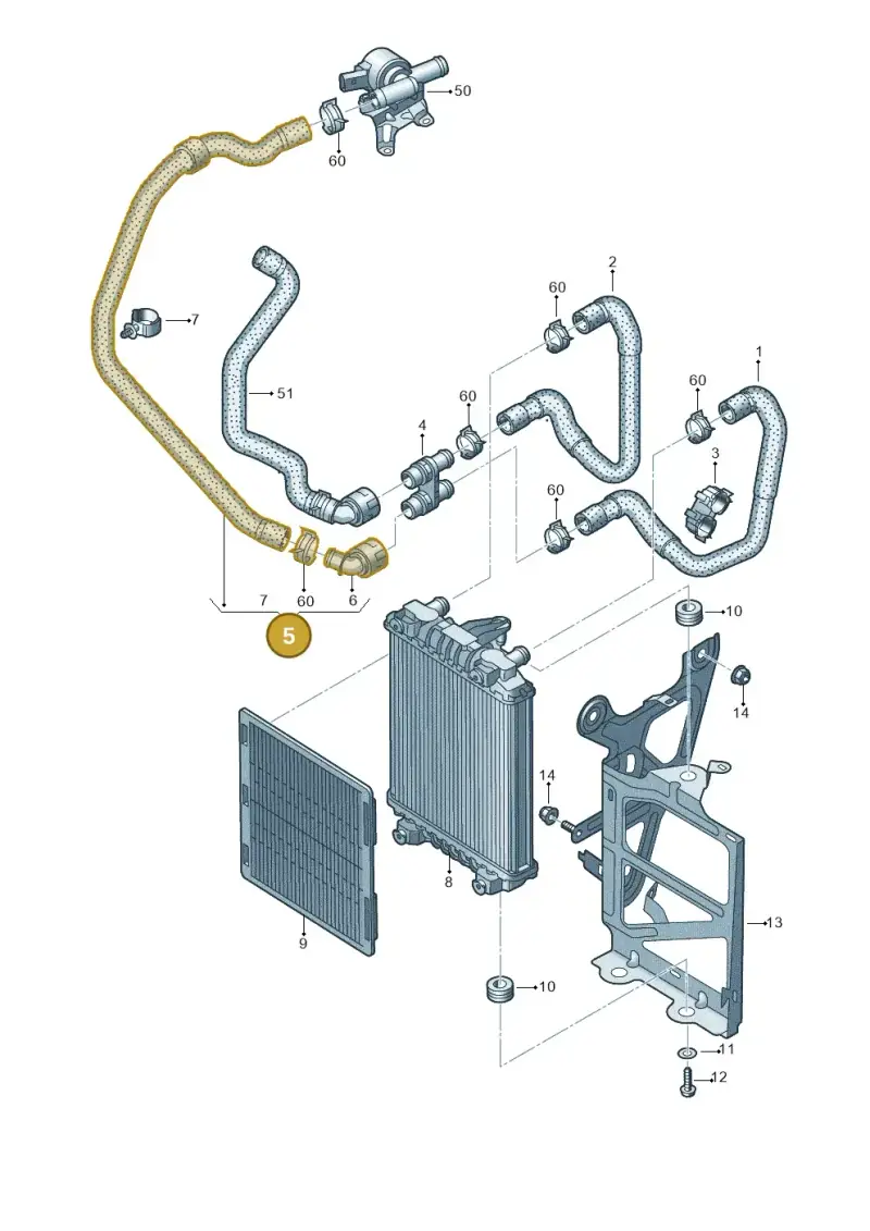 5Q0122051AT — Audi A3 Sportback (2016-2020) diagram 745121510, position 5