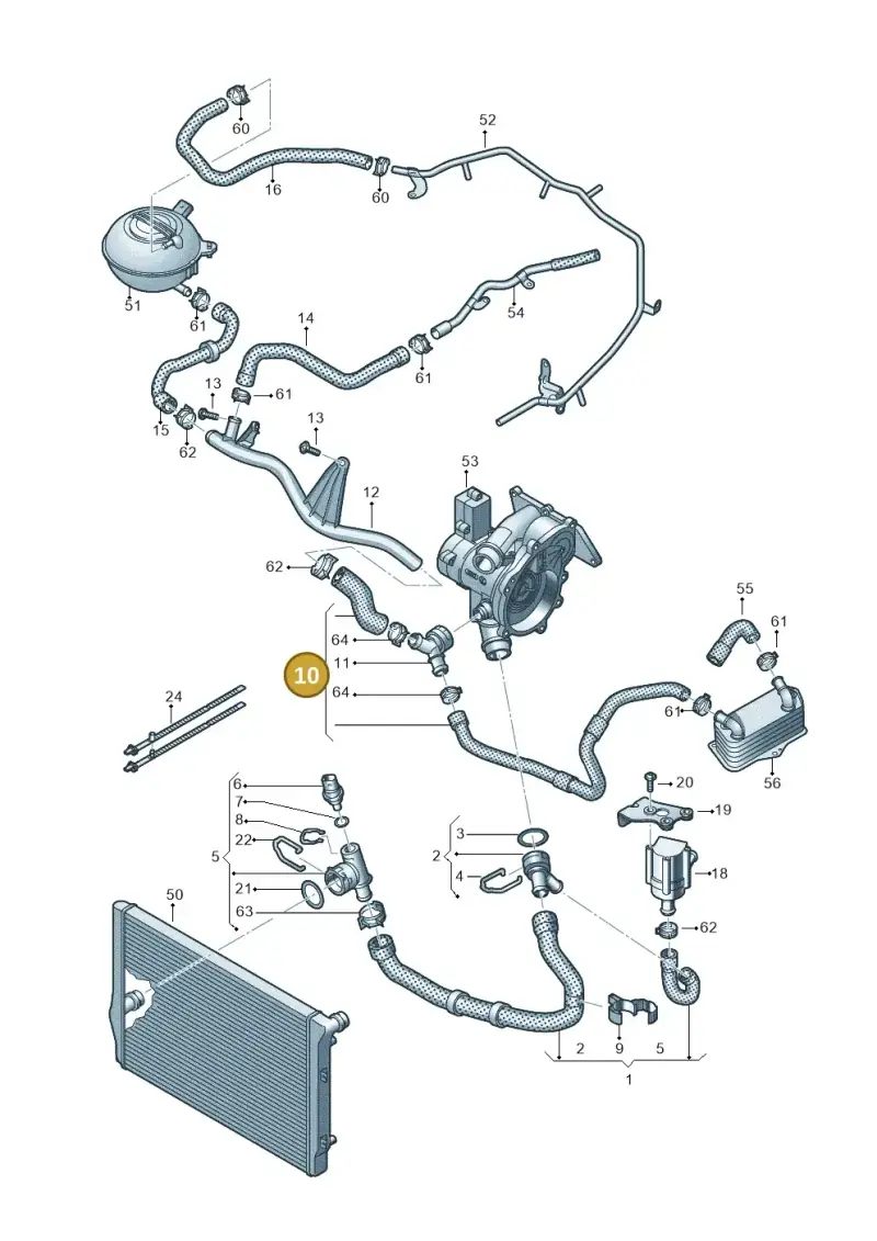 5Q0122058C — Audi TTS Coupe 2.0 (2014-2023) diagram 850121330, position 10