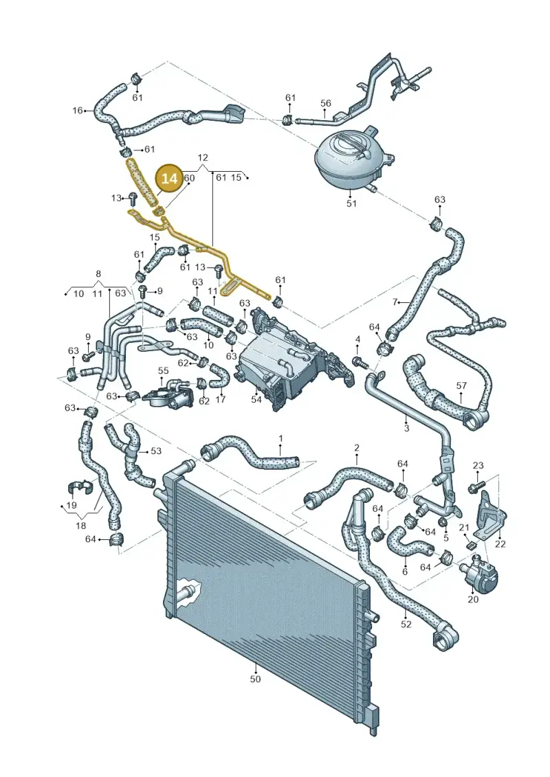5Q0122449B — Audi A3 Cab. 1.4 (2013-2016) diagram 745121300, position 14