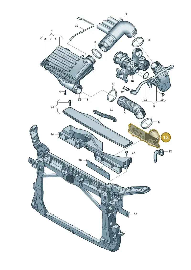 5Q0129621B — Audi A3 Sportback (2019-2021) diagram 596133515, position 13