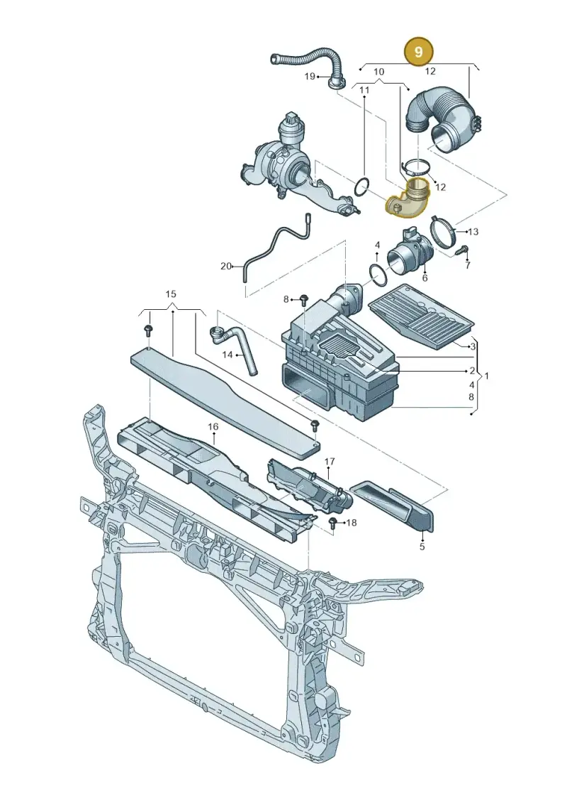 5Q0129654AD — Audi A3 Sportback (2016-2020) diagram 884129300, position 9