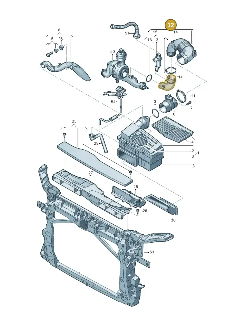 5Q0129654E — Audi A3 Sportback (2016-2020) diagram 745129400, position 12