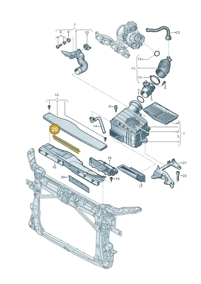 5Q0129747B — Audi A3 Sportback (2019-2021) diagram 793129060, position 20